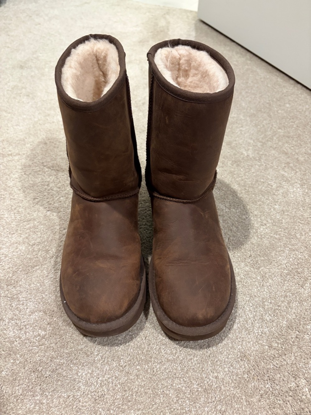 Like new brown leather UGG boots